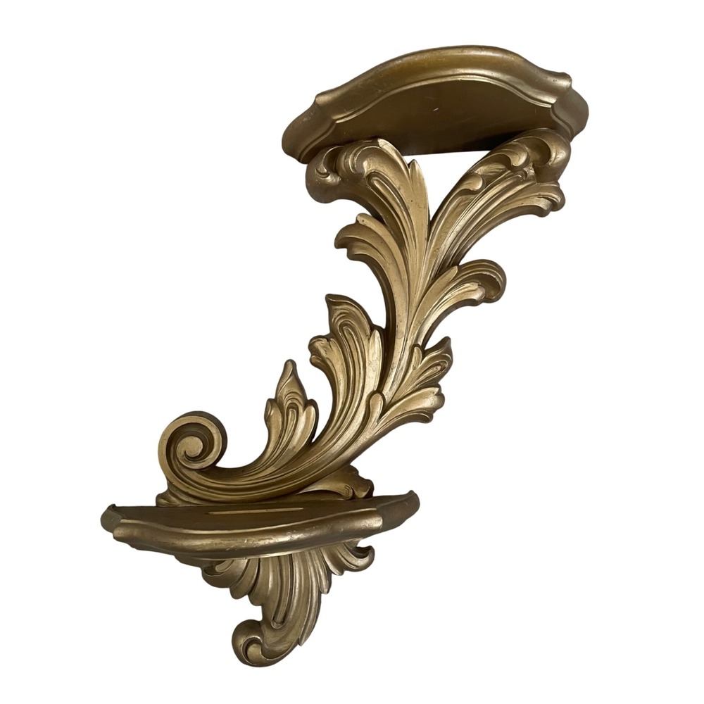 Vintage Dart Ind Double Display Shelf‎ With Plate Gold Bronze tone Plastic READ